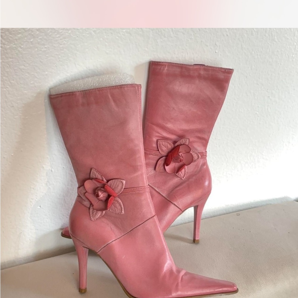 Pink Leather Women's Boots